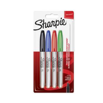 Sharpie 1985858 Assorted Colour Permanent Marker 0.9mm Fine Tip Pack of 4 1985858