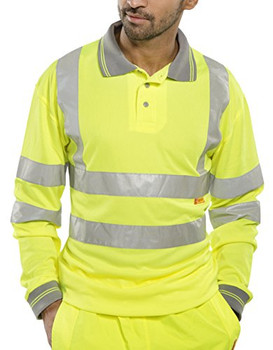 Beeswift Long Sleeve Hi-Vis Polo Shirt Saturn Yellow Size L BPKSLSENSYL