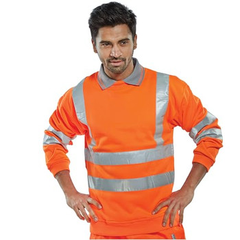 Beeswift Essential Sweatshirt Hi-Vis Jumper Orange Size M BSSENORM