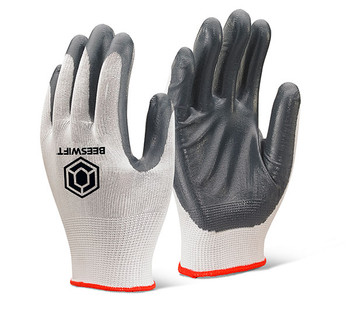 Beeswift Nitrile m Coated Polyester Gloves Grey Size M EC7NGYM