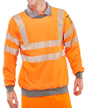 Beeswift Arc Compliant Hi-Vis Rail Spec Sweatshirt Orange Size S CARC56ORS