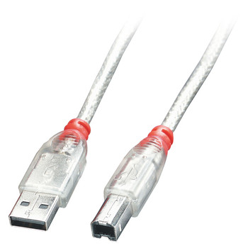 Lindy 0.5M Usb 2.0 Cable Type A To B Transparent. Cable Length: 0.5 M. Connector 41751