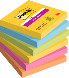 Post-it Pack of 6 Super Sticky Notes Carnival Colour 76x76 mm 90 Sheets 7100265522