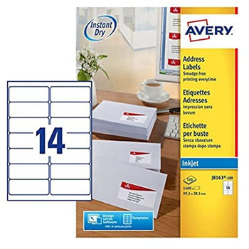 Avery J8163-100 QuickDry Address Labels 100 sheets - 14 Labels per Sheet AVERYJ8163-100
