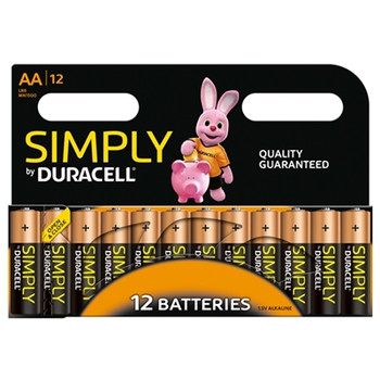 Duracell Simply Alkaline Pack Of 12 Aa Batteries MN1500B12SIMPLY