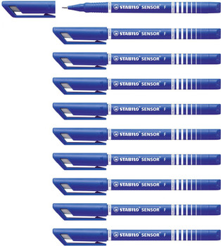 Stabilo SENSOR fine Fineliner with Cushioned F-Tip Pack of 10 Blue SENSOR10BLUE