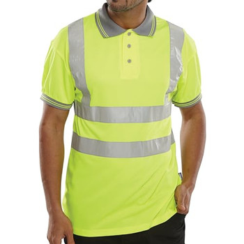 Beeswift Short Sleeve Hi-Vis Polo Shirt Saturn Yellow Size XL BPKSENSYXL