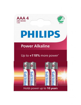 Philips Power Alkaline AAA Batteries Pack of 4 LR03P4B60