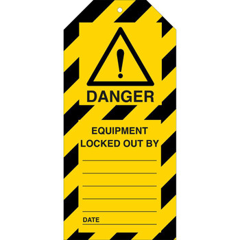 Brady LOCKOUT TAG EQUIPMENT LOCKED 110X50MM Tagout: Warning Tags LOCKOUT TAG EQUIPMENT LOCKED 110X50MM