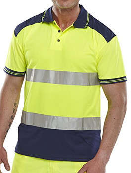 Beeswift Hi-Vis Two-Tone Polo Shirt Saturn Yellow / Navy Size M CPKSTTENSYM