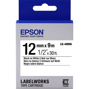 Epson Label Cartridge Standard Lk-4Wbn Black/White 12Mm 9M. Label Colour: Black C53S654021