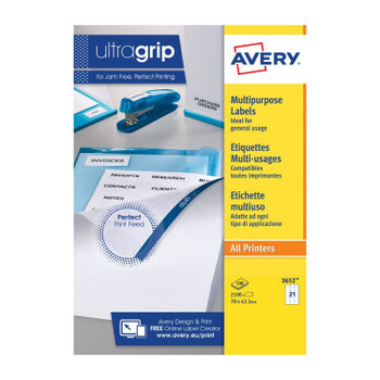 Avery 3652 Multipurpose Labels 100 sheets - 21 Label per Sheet AVERY3652
