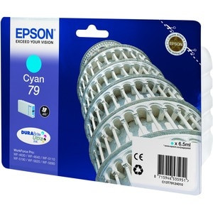 Epson Tower Of Pisa Singlepack Cyan 79 Durabrite Ultra Ink. Cartridge Capacity: C13T79124010