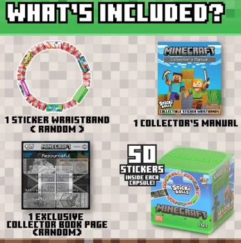 Sticki Rolls Minecraft Mystery Capsule Sticker Wristband - 50 Stickers SRMC103