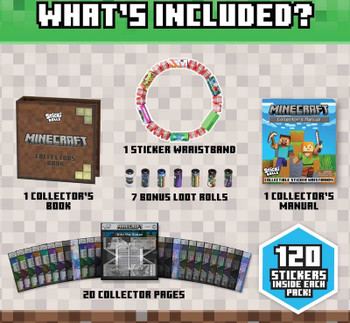 Sticki Rolls Minecraft Collector's Book Sticker Wristband - 120 Stickers SRMC201