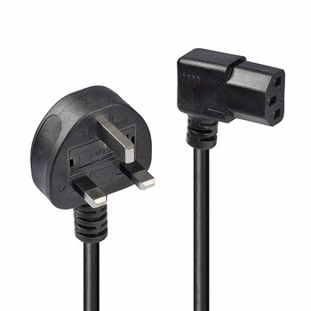 Lindy 1M  3 Pin Plug To Right Angled Iec C13 Mains Power Cable Black 1 M C13 C 30446