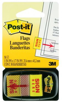 Post-it Pack of 50 Index Flags Repositionable Sign Here 25x43mm 7000144931