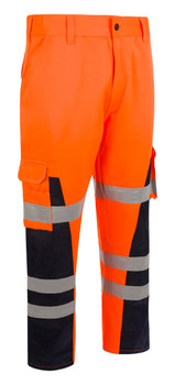 Beeswift Click Workwear Mens Nylon Reinforced Trousers Orange / Navy Size 32S NRTRORN32S