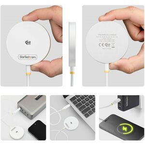 Startech Qi2.2 25W Magnetic Wireless Charging Pad 6.6Ft/2M Usb-C Tethered Cable 1PW-WIRELESS-CHARGER