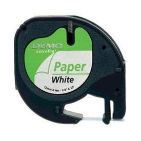 Dymo 91200 12mmx4m Black On White Paper Tape 91200
