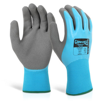 Beeswift Glovezilla Latex Fully Coated Water Resistant Gripper Gloves Blue XL GZ102BXL