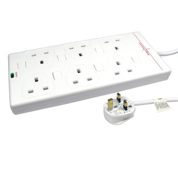 Cables Direct RB-03-6GANGSWD power extension 3 m 6 AC outlets Indoor White RB-03-6GANGSWD