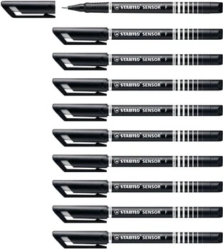 Stabilo SENSOR fine Fineliner with Cushioned F-Tip Pack of 10 Black SENSOR10BLACK
