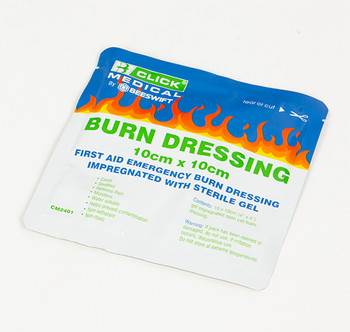 Click Medical Emergency Burn Gel Dressing 10 X 10Cm White/Blue Size 10X10CM CM2401