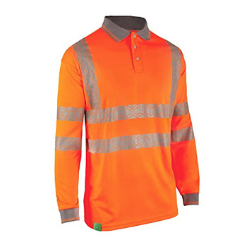 Beeswift Envirowear Hi-Vis Long Sleeve Recyclable Polo Shirt Orange Size M EWCPKLSORM