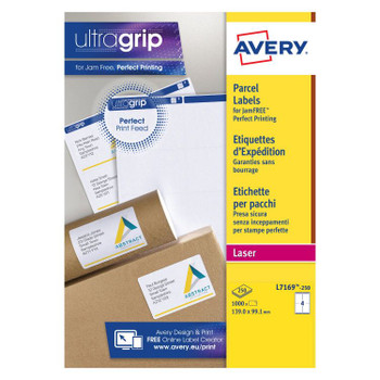 Avery L7169-250 Parcel Labels 250 sheets - 4 Labels per Sheet AVERYL7169-250