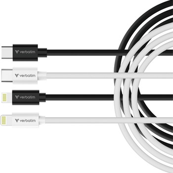 Verbatim 32392 Essentials Sync & Charge Usb-C To Lightning Cables 2 Pack Black & 32392