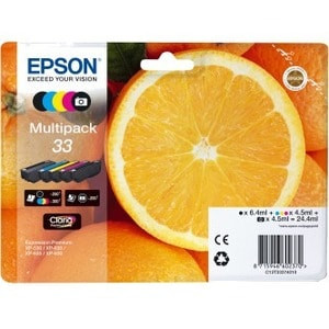 Epson Oranges Multipack 5-Colours 33 Claria Premium Ink. Colour Ink Type: Dye-Ba C13T33374011