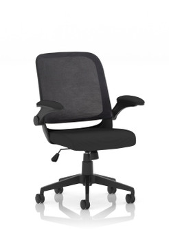 DYNAMIC  Crew Task Operator Mesh Chair With Folding Arms Black DDCRW01