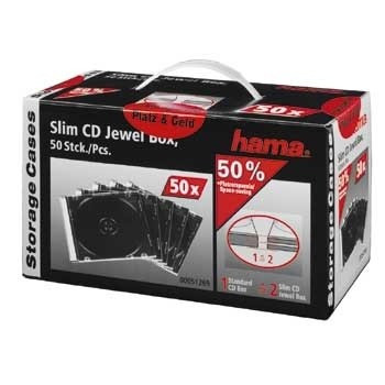 Hama Slim DVD Jewel Case 50 Pack Black/Transparent 00051269