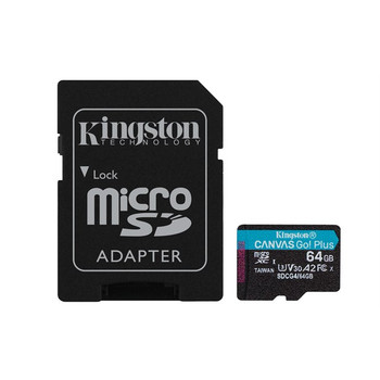 Kingston Technology 64GB microSDXC Canvas Go Plus Gen4 200MB/s A2 U3 V30 Card + SDCG4/64GB