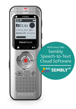 Philips DVT2015 8GB Digital Voice Tracer with SemblyAI Voucher DVT2015