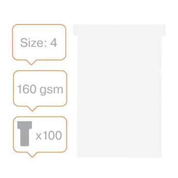 Nobo T-Cards Size 4 Pack of 100 White 2004002 2004002
