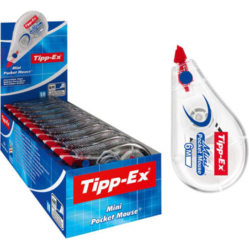 Tipp-Ex Pack of 10 Mini Pocket Mouse Correction Tape Roller 5mmx6m 932564