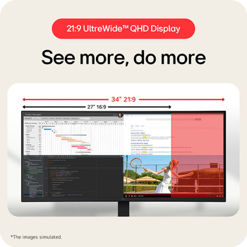 Lg Electronics Lg 34" Ips Ultrawide Qhd Monitor. Display Diagonal: 86.4 Cm 34" D 34U650A-B.AEK