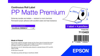 Epson 7113423. Product Colour: White Label Type: Self-Adhesive Printer Label Typ 7113423