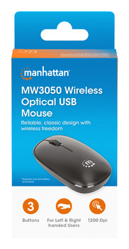 Manhattan Mw3050 Wireless Optical Mouse Black 1200Dpi 2.4Ghz Up To 10M Usb Ambid 190312