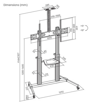Manhattan Trolley Mount Stand for Tv & Monitors for Screens: 37" To 100"Vesa Com 462563