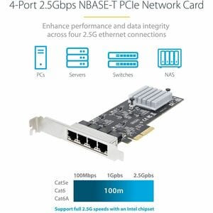 Startech 4-Port 2.5G Nbase-T Pcie Network Card Computer Network Card Interface I PR42GI-NETWORK-CARD