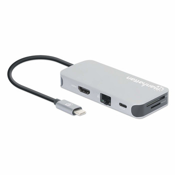 Manhattan Usb-C Dock/Hub With Card Reader Ports X6: Ethernet Hdmi Usb-A X3 And U 130615