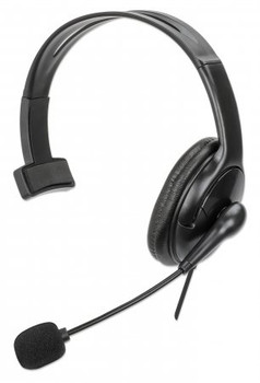 Manhattan Mono Over-Ear Headset Usb Reversible Microphone Boom Padded Retail Box 180849