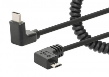 Manhattan Usb-C To Micro-Usb Cable 1M Male To Male Black 480 Mbps Usb 2.0 Tangle 356244