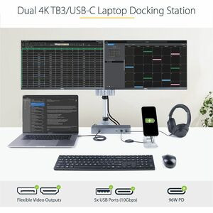 Startech Usb C Docking Station for Macbook Pro/Air-M1/M2/M3/M4 Thunderbolt Compa TB3CDK2DHUE