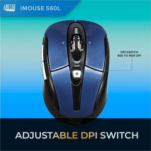 Adesso IMOUSE S60L Mouse Radio Frequency Usb Optical 6 ButtonS Blue Wireless 9.1 IMOUSE S60L