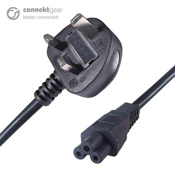 Group Gear Connektgear 2M  Mains Power Cable  Plug To C5 Cloverleaf Socket. 27-0114B