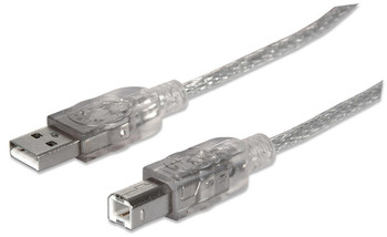 Manhattan Usb-A To Usb-B Cable 3M Male To Male Translucent Silver 480 Mbps Usb 2 340458